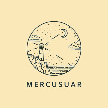 Minimalist deniz feneri logo çizgisi resim tasarımı şablonu