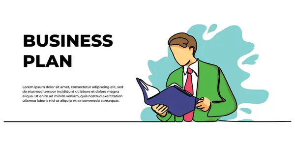 Kitap okuyan genç işadamlarının temsili. İş konsepti tasarımı. Devamlı çizgi biçiminde modern düz.