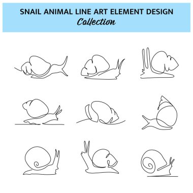 Set of snail one continuous line drawing. Cute decoration hand drawn elements. Vector illustration of minimalist style on a white background. clipart