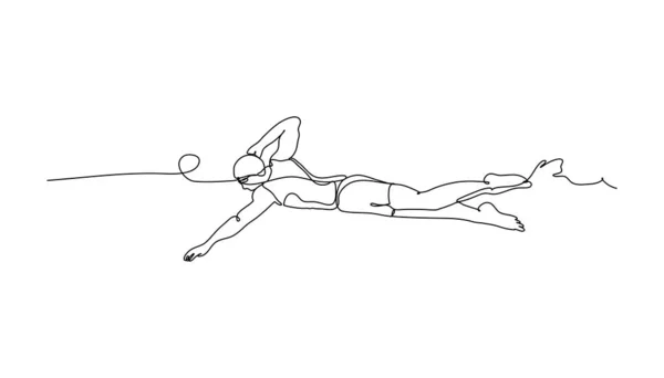 Tek sıra halinde sürekli yüzen bir adam. Beyaz arkaplanda minimalist biçim vektör çizimi.