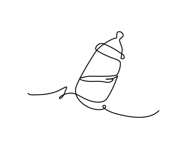 Bebek emziği aralıksız bir çizgi. Beyaz arkaplanda minimalist biçim vektör çizimi.