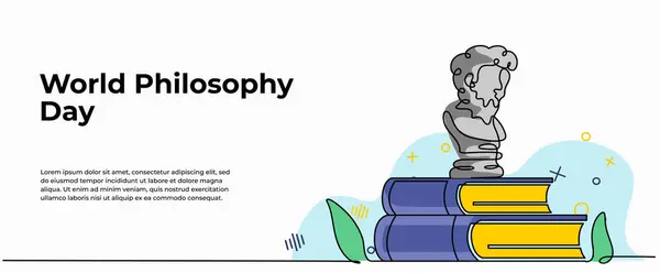 Vektör illüstrasyon Dünya Felsefe Günü. Devamlı çizgi biçiminde modern düz.