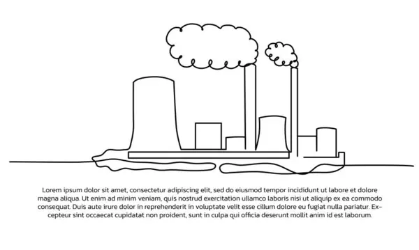 Fabrika dumanının sürekli dizaynı havayı gerçekten kirletiyor. Beyaz arkaplana çizilmiş tek satır dekoratif ögeler.