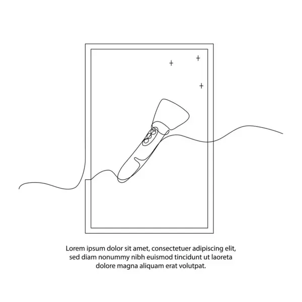 Güzel çerçeveli bir el feneri posteri çizimi. Soyut asgari aralıksız çizgi duvar dekoru.