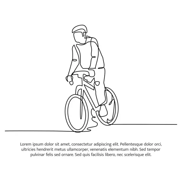 Dağlarda bisiklet sürmenin kesintisiz çizgisi. Beyaz arkaplana çizilmiş bir çizgi dekoratif ögeler.