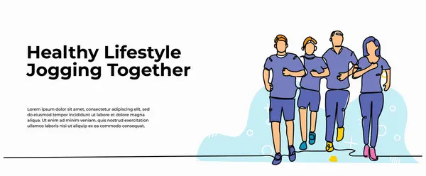 Koşmanın vektör çizimi. Devamlı çizgi biçiminde modern düz.