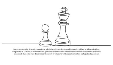 Satrançta piyondan papaza gelişimin sürekli bir dizaynı. Beyaz arka planda minimalist stil vektör çizimi.