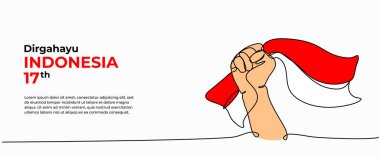 Endonezya 'nın bağımsızlık gününün vektör illüstrasyonu. Devamlı çizgi şeklinde modern düz.