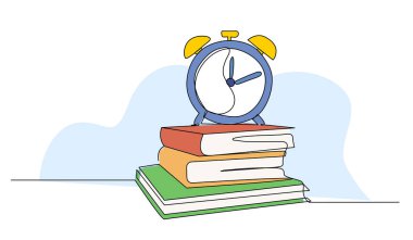 Kitabın vektör illüstrasyonu. Devamlı çizgi biçiminde modern düz