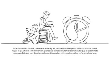 Zaman disiplininin kesintisiz bir çizgisi. Beyaz arkaplanda minimalist biçim vektör çizimi.
