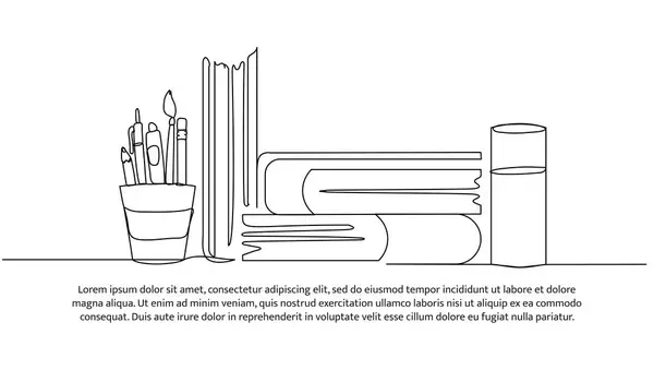 stock vector Continuous one line design of School equipment. Minimalist style vector illustration on white background.