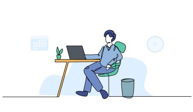 Seminerin vektör illüstrasyonu. Devamlı çizgi biçiminde modern düz.