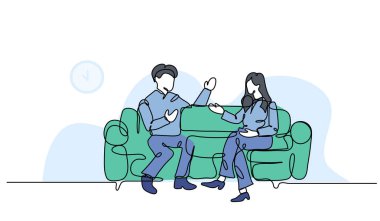 Seminerin vektör illüstrasyonu. Devamlı çizgi biçiminde modern düz.