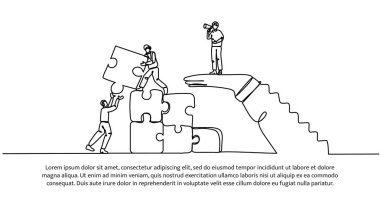 Artırmak için sürekli bir işbirliği dizaynı. Beyaz arkaplanda minimalist biçim vektör çizimi.