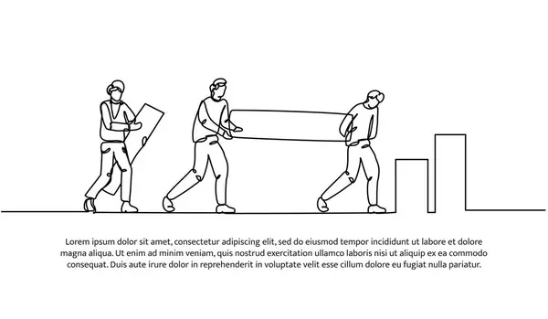 Artırmak için sürekli bir işbirliği dizaynı. Beyaz arkaplanda minimalist biçim vektör çizimi.
