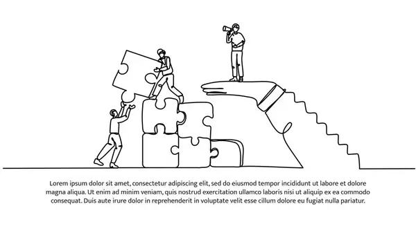 Artırmak için sürekli bir işbirliği dizaynı. Beyaz arkaplanda minimalist biçim vektör çizimi.