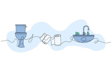 Banyonun vektör çizimi. Devamlı çizgi biçiminde modern düz.