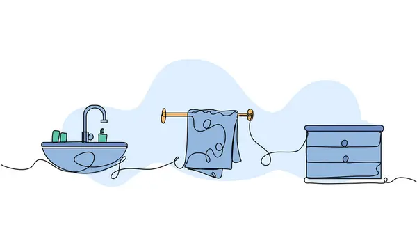 Banyonun vektör çizimi. Devamlı çizgi biçiminde modern düz.