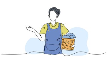 Çamaşır modelinin vektör çizimi. Devamlı çizgi biçiminde modern düz.