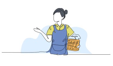 Çamaşır modelinin vektör çizimi. Devamlı çizgi biçiminde modern düz.