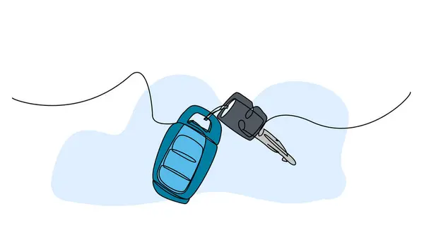 Uzaktan kumandalı bir arabanın vektör çizimi. Devamlı çizgi biçiminde modern düz.