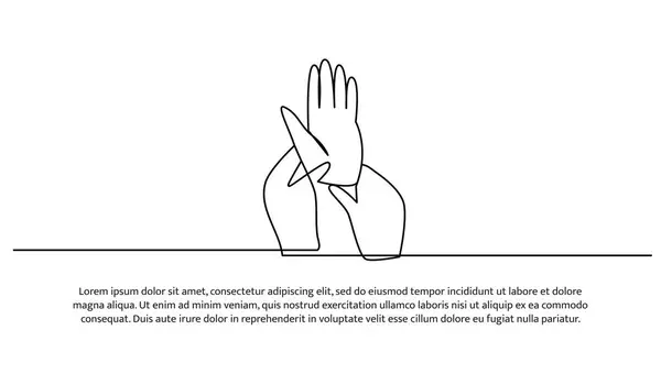 Tek sıra masaj yapan eller. Soyut asgari sürekli çizgi.