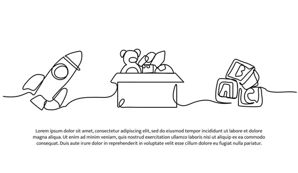 Roket, oyuncak kutusu ve ABC küplerinin devamlı dizaynı. Beyaz üzerine çizilmiş tek çizgi dekoratif ögesi.