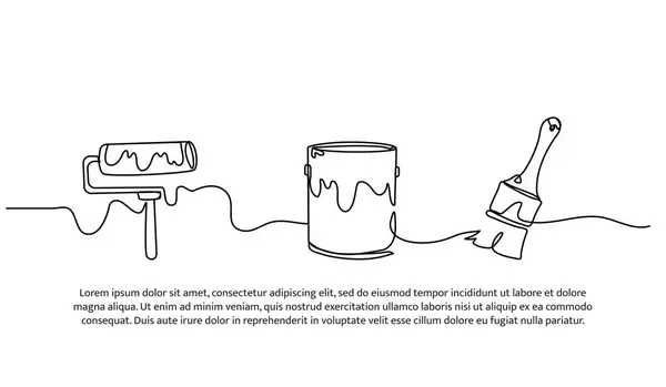 Ekipman boyasının kesintisiz çizgisi. Beyaz üzerine çizilmiş tek çizgi dekoratif ögesi.