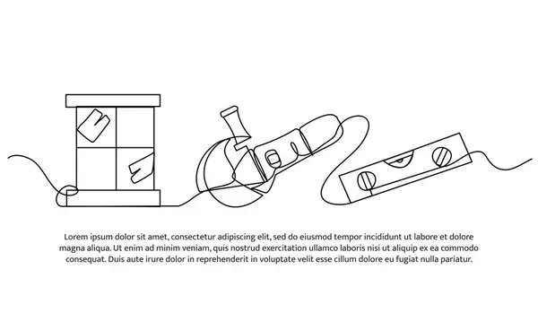 İnşa aracının kesintisiz çizgi tasarımı. Beyaz üzerine çizilmiş tek çizgi dekoratif ögesi.