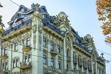 Art Nouveau 'da. Ukrayna 'nın Odesa kentindeki Deribasivska caddesindeki 