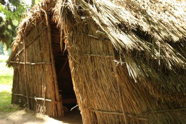 Açık hava müzesindeki samanların kulübesi. 