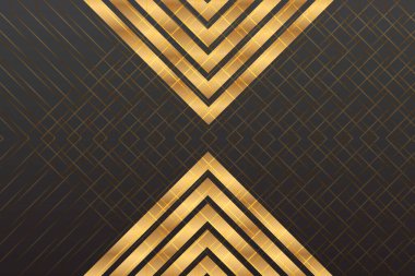 Siyah bir arkaplanda altın geometrik desen.
