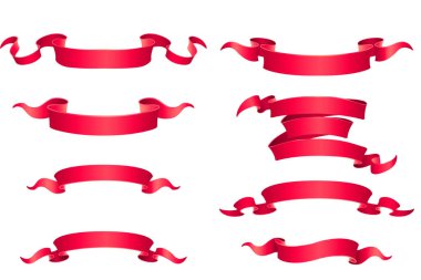 Beyaz zemin üzerine kırmızı kurdele ayarla.