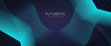 Koyu arkaplanda soyut mavi dijital girdap çizgileri. Fütürist yüksek teknoloji kavramı. Vektör arkaplanı