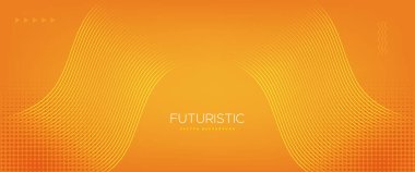 Soyut turuncu eğimli yatay arkaplan parlayan köşegen çizgileri. Minimum geometrik girdap çizgileri pankartı. Fütürist bir kavram. Vektör