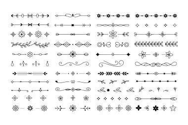 vektör el dekoratif elementler ve sınırlar çizdi