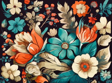 Bu karmaşık çiçek desenindeki canlı bir renk patlaması her yere hayat ve neşe getirir. Doğanın güzelliği bu çarpıcı tasarımla gününüzü aydınlatsın..