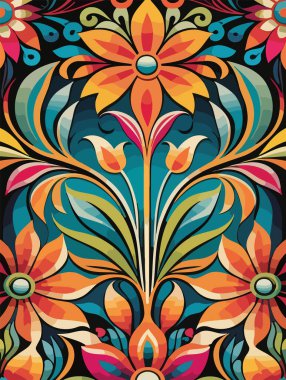 Tuhaf bitkiler ve çiçekler soyut vektör tasarımı.