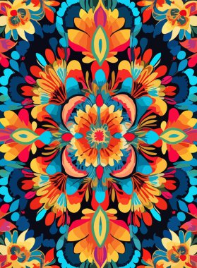 Tuhaf bitkiler ve çiçekler soyut vektör tasarımı.