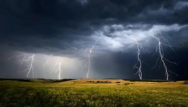 Yıldırımlı fırtınalı bir gökyüzü
