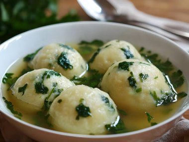 Traditional German Dumplings filled with meat and spina clipart