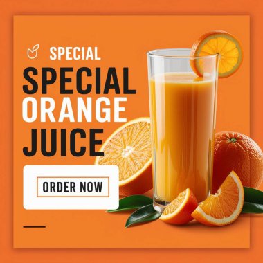 A burst of citrus: cool orange Juice vibes template AI Image Generator. clipart