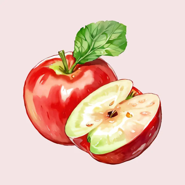 Suluboya vektör elma dilimleri