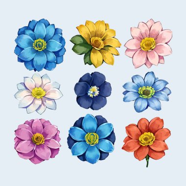 Çiçek yaprakları koleksiyonunun su rengi vektörü