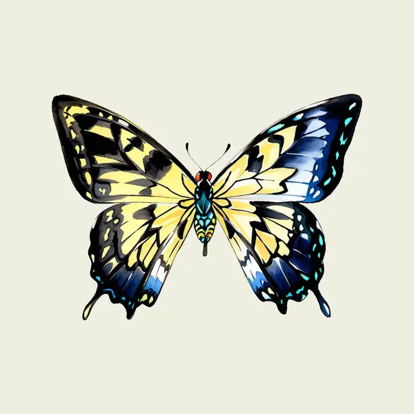 Su rengi vektörü sarı Kelebek çizimi