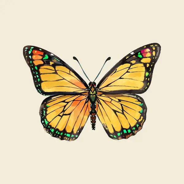 Su rengi vektörü basit sarı kelebek illüstrasyonu