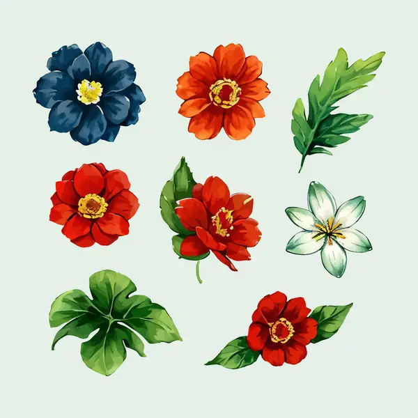 Çiçek yaprakları koleksiyonunun su rengi vektörü