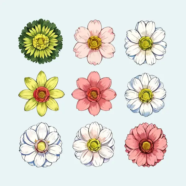 Çiçek yapraklarından oluşan suluboya vektör kümesi resimleme