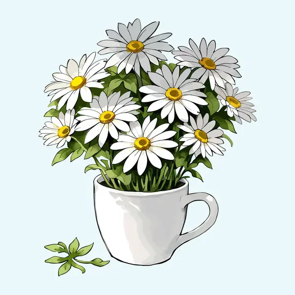 Watecolor vektör çiçeği ve saksı vazosunda düğün davetiyesi ve bahçe bitkileri illüstrasyonu için bırakır