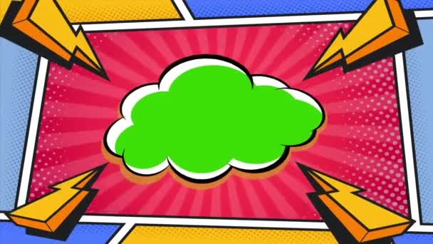 Comic Background Animation Expression Balloon Pop Art Style Video Animation — Stock video